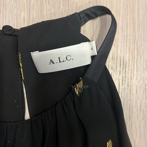 A.L.C. Rosa silk halter dress in black and gold. Size 4. Excellent condition. - Picture 5 of 9